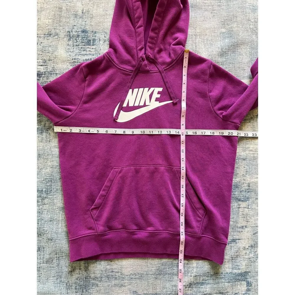 Nike Fuchsia Purple White Logo Club Pullover Fleece Hoodie Women's Small
